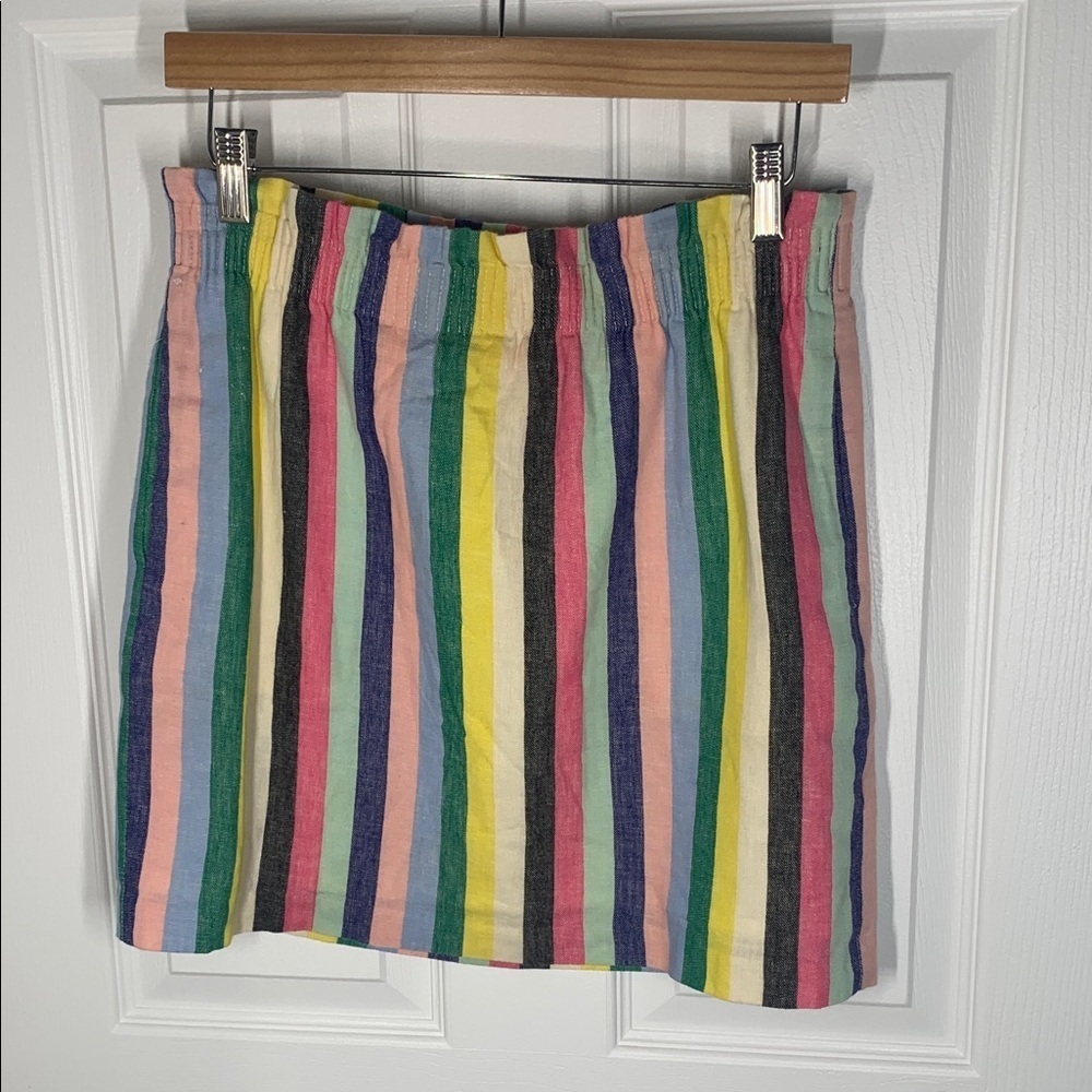 J crew colorful linen and cotton striped mini skirt size 0